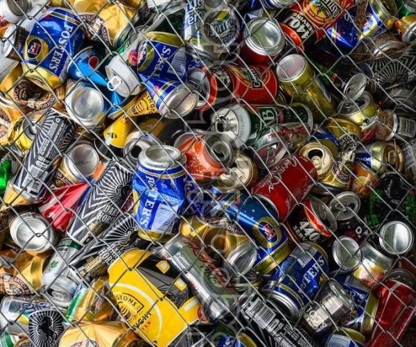 Different cans for recycling into a container