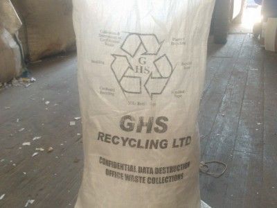 recycling sack with office waste
